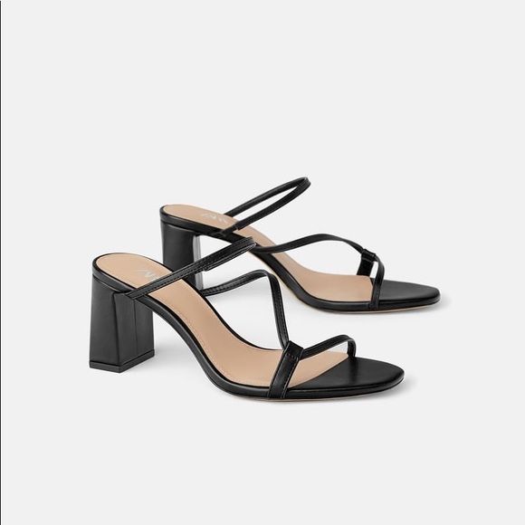 zara heeled mules with asymmetrical straps